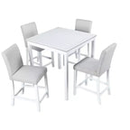 Set da pranzo da 5 pezzi altezza bancone: tavolo quadrato in legno, 4 sedie imbottite con decorazioni in cristallo, ideale per la cucina