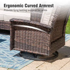 Set da conversazione per esterni Captiva Designs, 5 pezzi, divano in vimini di grandi dimensioni con pouf per giardino, cortile e veranda