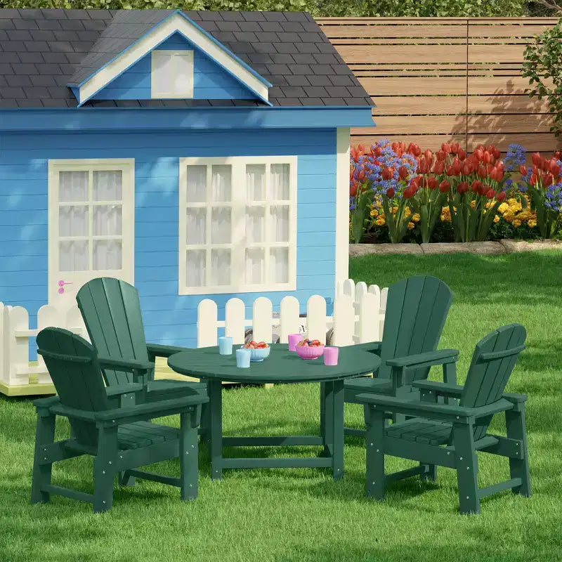 WestinTrends Malibu Set di 5 Pezzi da Giardino per Bambini con Tavolo Rotondo e Sedie in HDPE