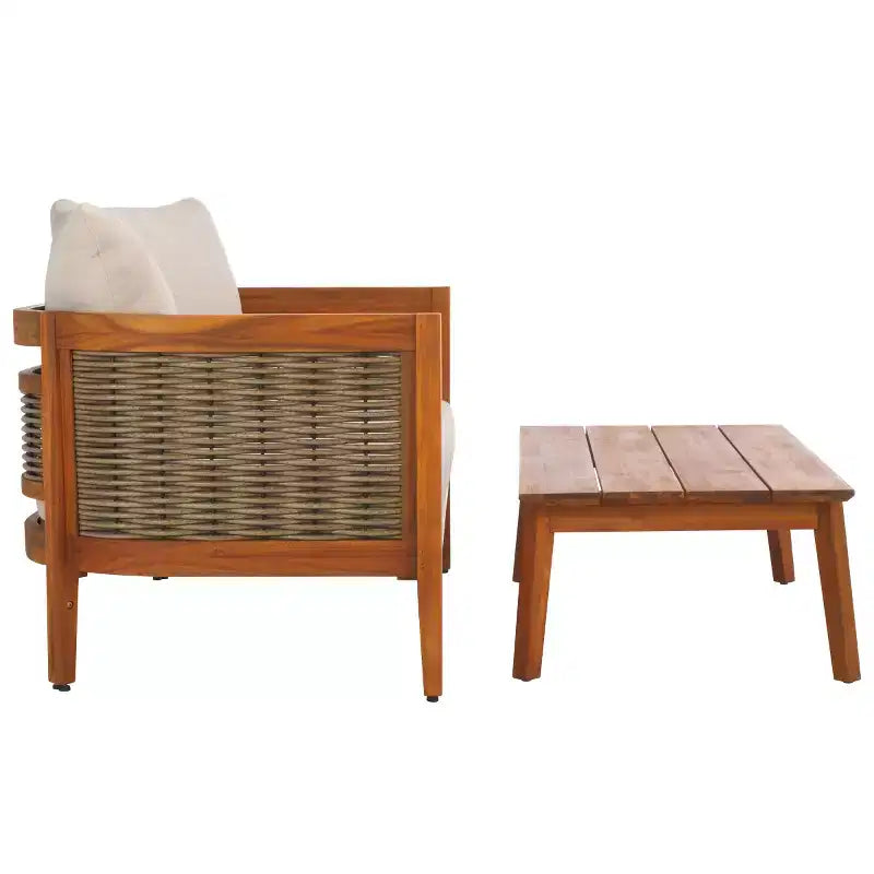 Set da giardino Amanda con panca e tavolo - Interno/Esterno - PAT7090 - Naturale/Tortora - Safavieh