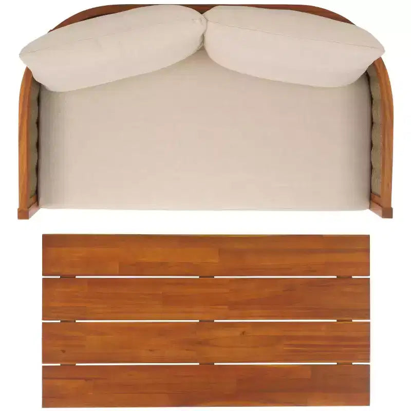 Set da giardino Amanda con panca e tavolo - Interno/Esterno - PAT7090 - Naturale/Tortora - Safavieh