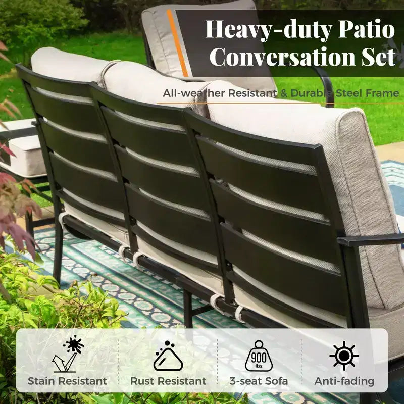 Captiva Designs Set da 4 pezzi di mobili da giardino in metallo con poltrone a dondolo per patio, veranda e cortile