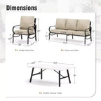 Captiva Designs Set da 4 Pezzi di Mobili da Giardino in Metallo per Esterni con Tavolino da Caffè per Patio, Portico e Giardino