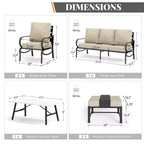 Set da conversazione per patio Captiva Designs da 6 pezzi in metallo con poltrone e poggiapiedi per giardino, veranda e cortile