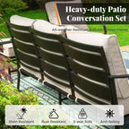 Set da conversazione per patio Captiva Designs da 6 pezzi in metallo con poltrone e poggiapiedi per giardino, veranda e cortile