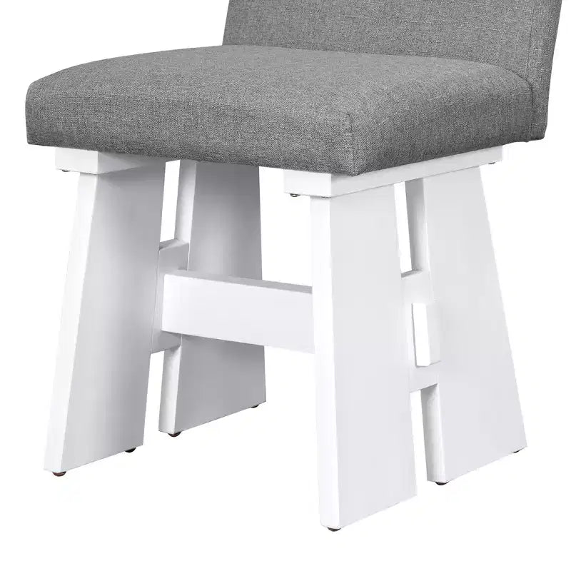 Set da Tavolo da Pranzo da 7 Pezzi, Set da Pranzo con 6 Sedie Imbottite, Retro e Rustico, Naturale/Grigio+Bianco-ModernLuxe