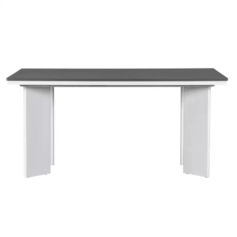 Set da Tavolo da Pranzo da 7 Pezzi, Set da Pranzo con 6 Sedie Imbottite, Retro e Rustico, Naturale/Grigio+Bianco-ModernLuxe