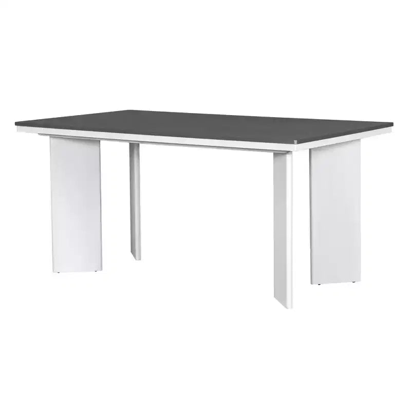 Set da Tavolo da Pranzo da 7 Pezzi, Set da Pranzo con 6 Sedie Imbottite, Retro e Rustico, Naturale/Grigio+Bianco-ModernLuxe
