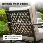 Set da conversazione per esterni da patio in metallo Captiva Designs da 5 pezzi con sedie e poggiapiedi girevoli con schienale a griglia