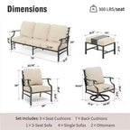 Set da conversazione per esterni Captiva Designs in metallo da 7 pezzi con sedie girevoli dallo schienale a griglia e poggiapiedi per giardino, bordo piscina e cortile