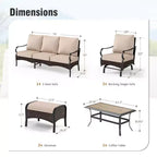 Set da 6 pezzi Captiva Designs, extra large, in metallo e rattan, per conversazione all'aperto con sedie a dondolo e poggiapiedi