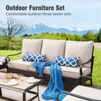 Set da 6 pezzi Captiva Designs, extra large, in metallo e rattan, per conversazione all'aperto con sedie a dondolo e poggiapiedi