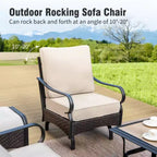 Set da 6 pezzi Captiva Designs, extra large, in metallo e rattan, per conversazione all'aperto con sedie a dondolo e poggiapiedi