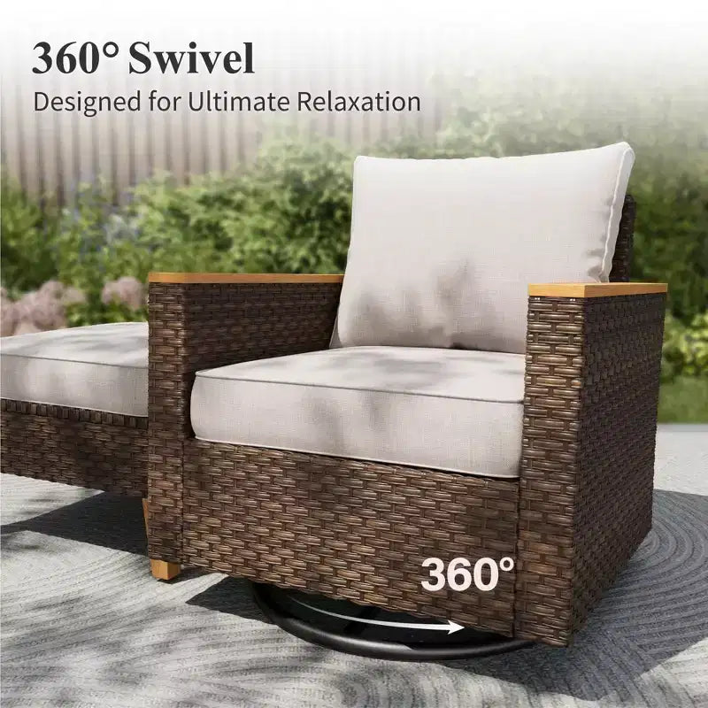 Captiva Designs Set Salotto Sezionale da Esterno in Rattan di Vimini da 12 Pezzi con Pouf Imbottito