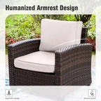 Set da 7 pezzi per patio esterno Captiva Designs in rattan di vimini con cuscini, braciere, pouf e divanetto