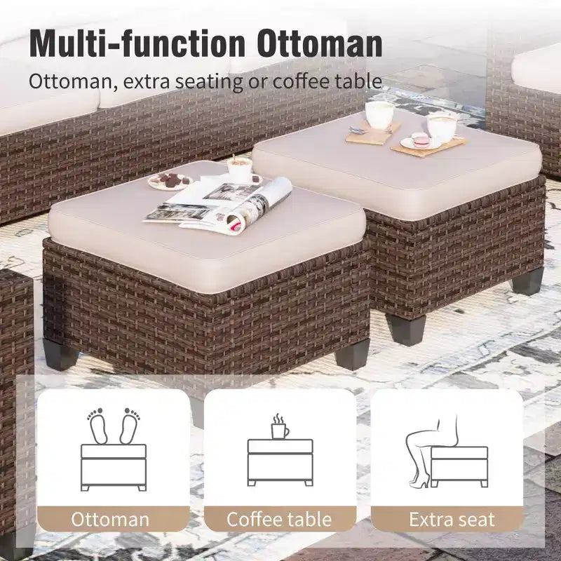 Set da conversazione da esterno in vimini Captiva Designs da 6 pezzi con divanetto imbottito per giardino, bordo piscina e cortile