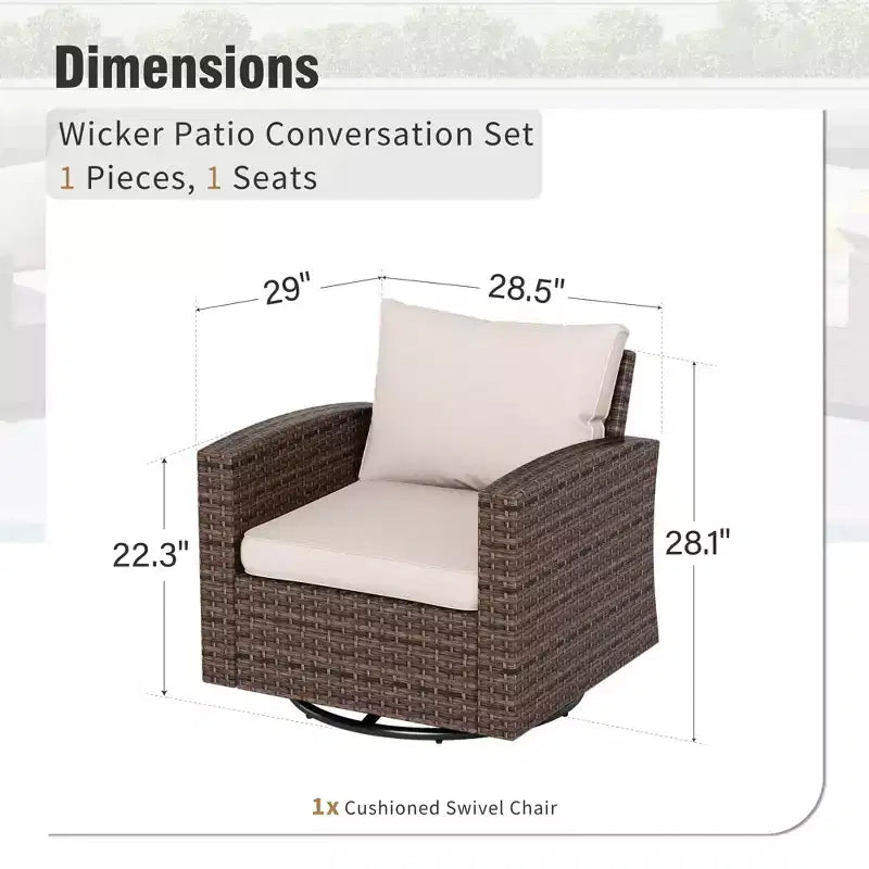 Set da conversazione da esterno in vimini Captiva Designs da 6 pezzi con divanetto imbottito per giardino, bordo piscina e cortile