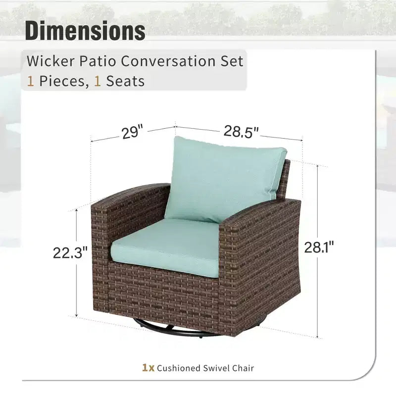 Set da conversazione da esterno in vimini Captiva Designs da 6 pezzi con divanetto imbottito per giardino, bordo piscina e cortile