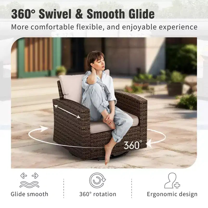 Set da conversazione da esterno in vimini Captiva Designs da 6 pezzi con divanetto imbottito per giardino, bordo piscina e cortile