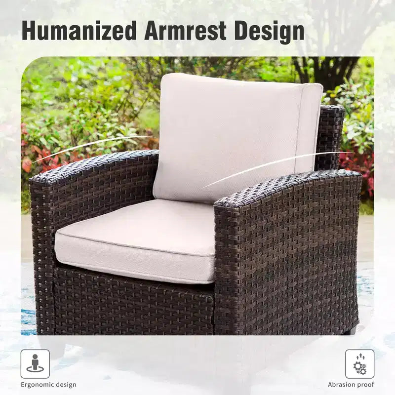 Set da conversazione da esterno in vimini Captiva Designs da 6 pezzi con divanetto imbottito per giardino, bordo piscina e cortile