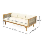 Daybed a 3 posti imbottito in legno di acacia rustico Pascal di Christopher Knight Home con tavolino da caffè