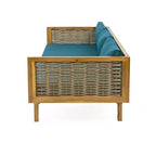 Daybed a 3 posti imbottito in legno di acacia rustico Pascal di Christopher Knight Home con tavolino da caffè