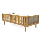 Daybed a 3 posti imbottito in legno di acacia rustico Pascal di Christopher Knight Home con tavolino da caffè