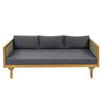 Daybed a 3 posti imbottito in legno di acacia rustico Pascal di Christopher Knight Home con tavolino da caffè