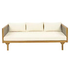 Daybed a 3 posti imbottito in legno di acacia rustico Pascal di Christopher Knight Home con tavolino da caffè