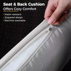 Heynemo Set conversazione da esterno 7 pezzi, divano componibile in vimini resistente a tutte le intemperie, tavolo da pranzo, sedie e pouf, telaio in acciaio