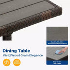 Heynemo Set conversazione da esterno 7 pezzi, divano componibile in vimini resistente a tutte le intemperie, tavolo da pranzo, sedie e pouf, telaio in acciaio