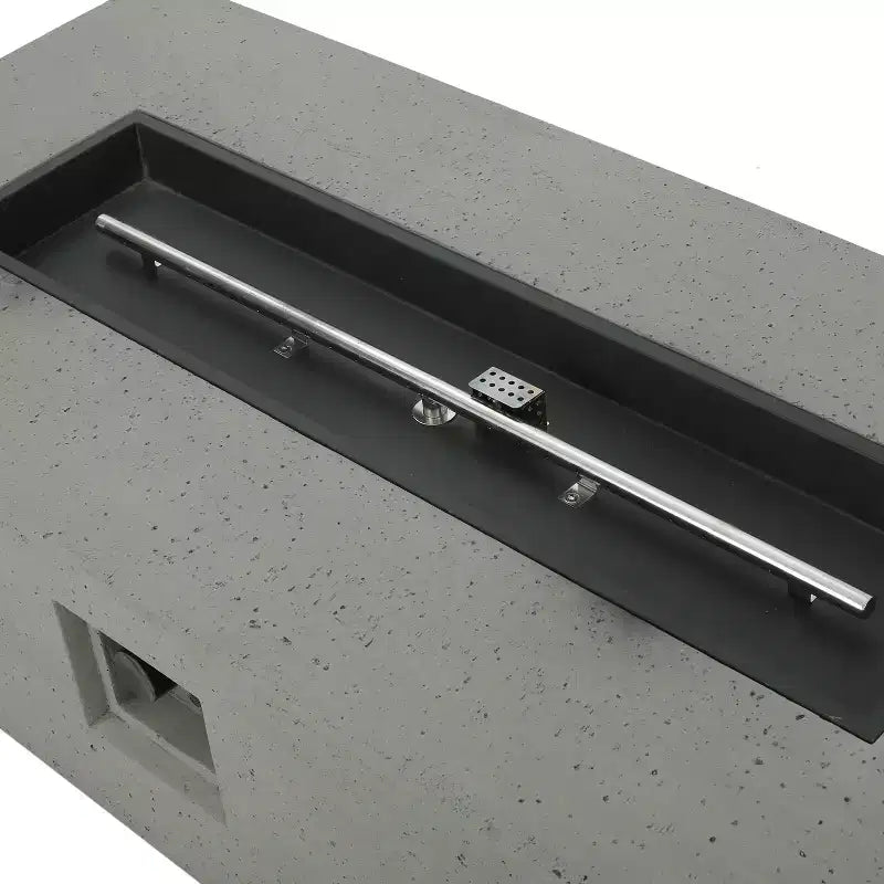 GDFStudio Crested Bay, Set da conversazione da esterno a 4 posti in alluminio con focolare grigio chiaro