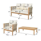 Set di sedute da esterno Christopher Knight Home Gillian, 4 pezzi, in legno di acacia e corda intrecciata