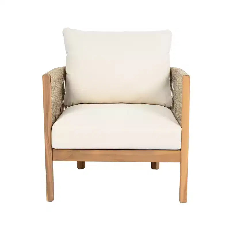 Set di sedute da esterno Christopher Knight Home Gillian, 4 pezzi, in legno di acacia e corda intrecciata