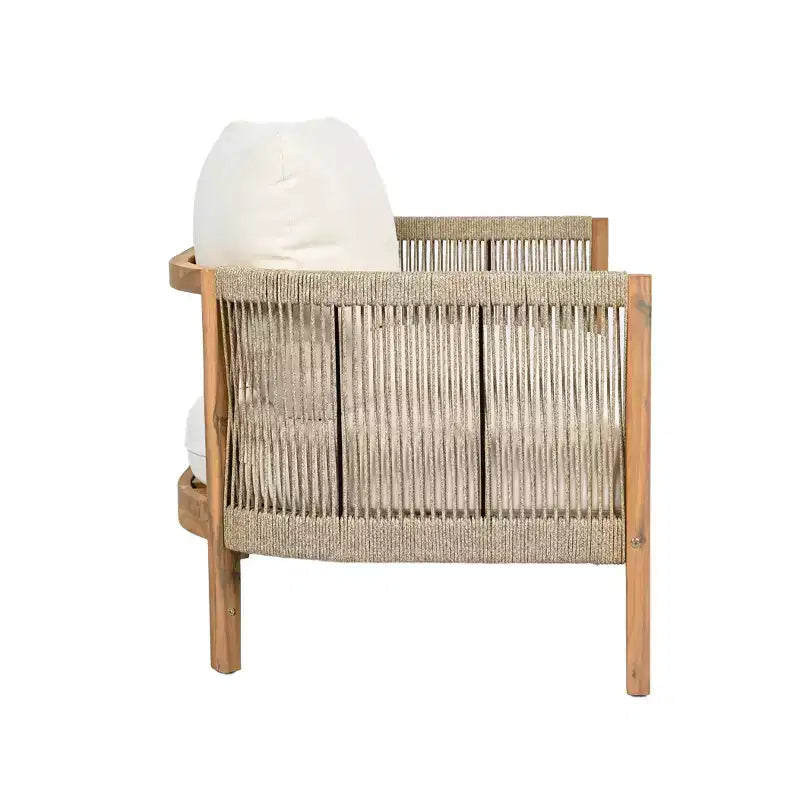 Set di sedute da esterno Christopher Knight Home Gillian, 4 pezzi, in legno di acacia e corda intrecciata