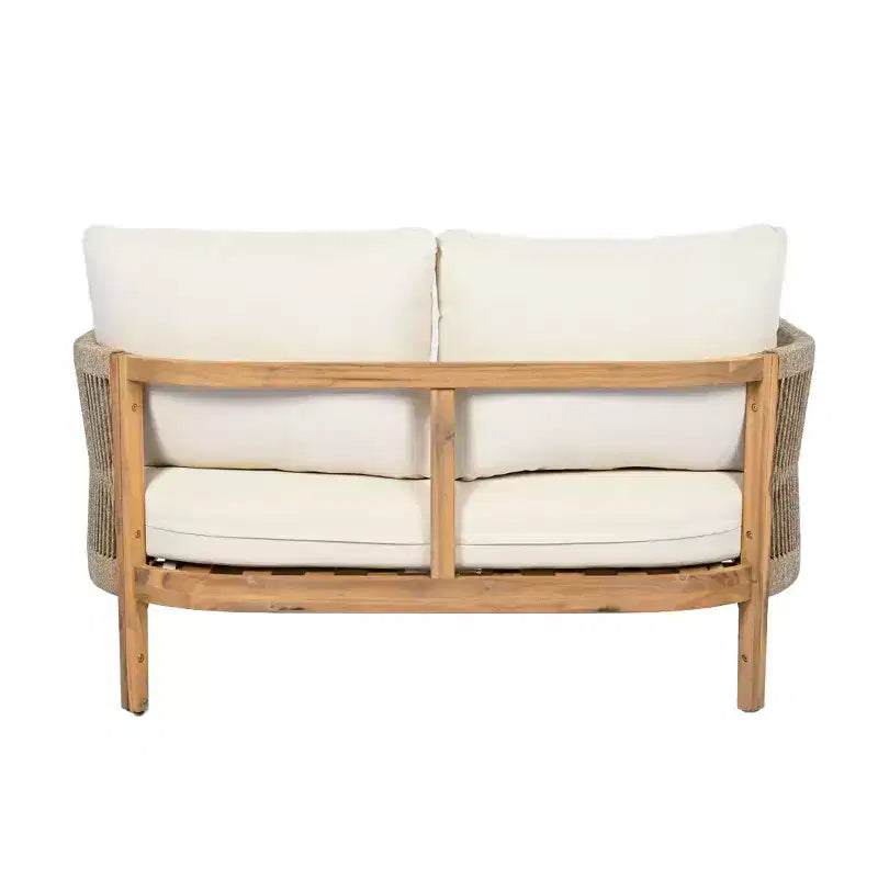 Set di sedute da esterno Christopher Knight Home Gillian, 4 pezzi, in legno di acacia e corda intrecciata