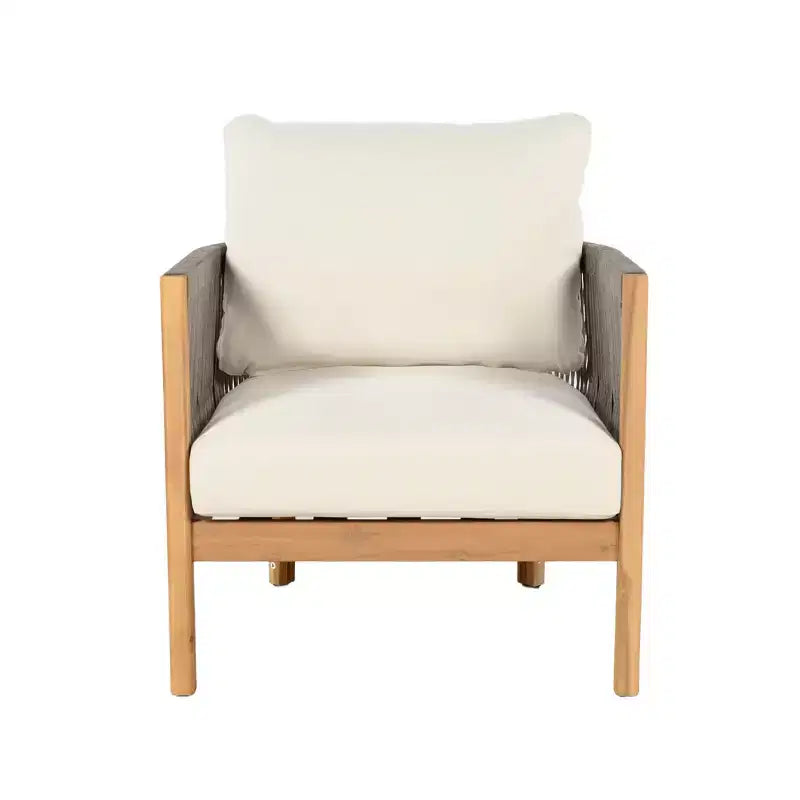 Set di sedute da esterno Christopher Knight Home Gillian, 4 pezzi, in legno di acacia e corda intrecciata