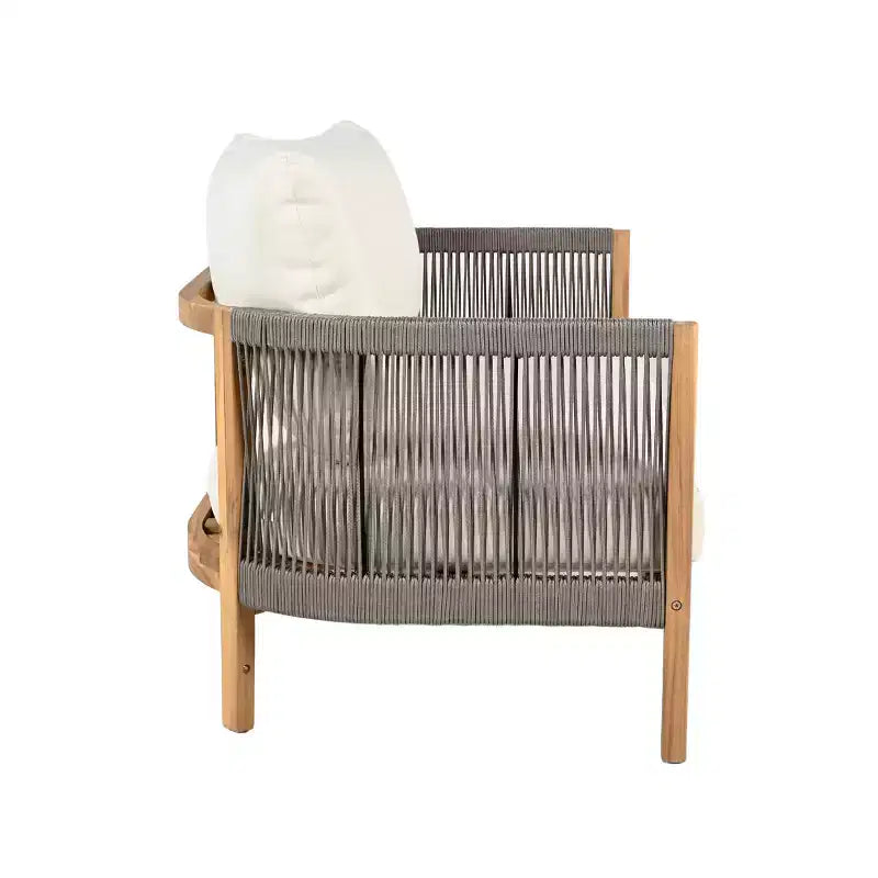 Set di sedute da esterno Christopher Knight Home Gillian, 4 pezzi, in legno di acacia e corda intrecciata