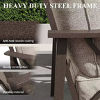 Set di mobili da esterno Heynemo, set conversazione da patio da 8 pezzi con tavolino, tavolino laterale e pouf, set di mobili in metallo per veranda, grigio