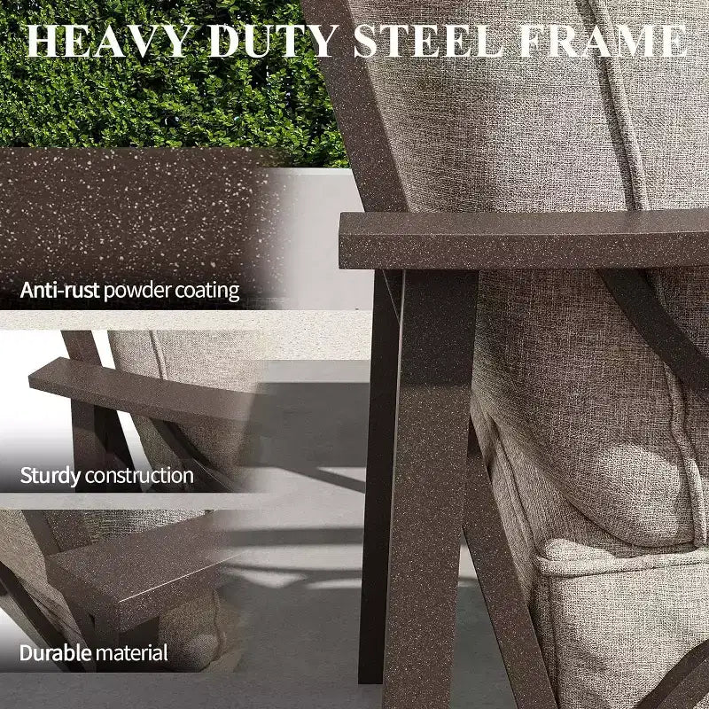 Set di mobili da esterno Heynemo, set conversazione da patio da 8 pezzi con tavolino, tavolino laterale e pouf, set di mobili in metallo per veranda, grigio