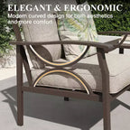 Set di mobili da esterno Heynemo, set conversazione da patio da 8 pezzi con tavolino, tavolino laterale e pouf, set di mobili in metallo per veranda, grigio