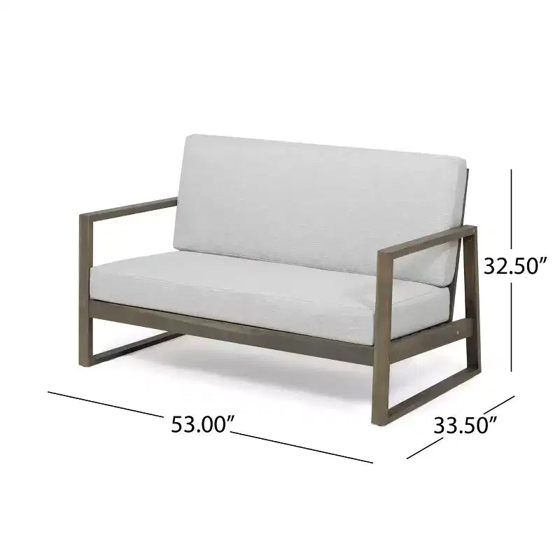 Set da conversazione per esterni 4 posti Christopher Knight Home Bringier in legno di acacia con cuscini resistenti all'acqua