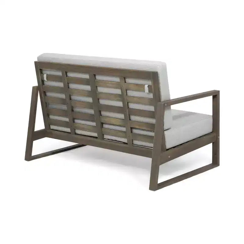 Set da conversazione per esterni 4 posti Christopher Knight Home Bringier in legno di acacia con cuscini resistenti all'acqua