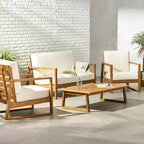 Set da conversazione per esterni 4 posti Christopher Knight Home Bringier in legno di acacia con cuscini resistenti all'acqua