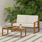 Christopher Knight Home Samwell Outdoor Acacia Wood Loveseat and Coffee Table Set with Sloped Arms