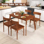 Set da pranzo Costway 5 pezzi, tavolo rettangolare da cucina e 4 sedie con struttura in legno di gomma