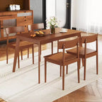 Set da pranzo Costway 5 pezzi, tavolo rettangolare da cucina e 4 sedie con struttura in legno di gomma