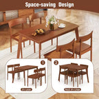 Set da pranzo Costway 5 pezzi, tavolo rettangolare da cucina e 4 sedie con struttura in legno di gomma