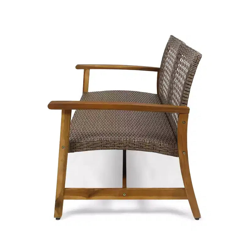 Set da conversazione Christopher Knight Home Hampton per esterni, composto da divano a 10 posti e divanetto in legno di acacia e vimini