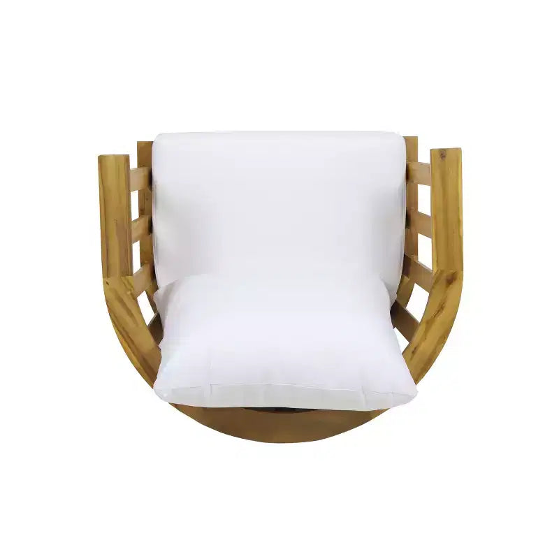 Set composto da poltrona club e tavolino da esterno GDFStudio Lorie in legno di acacia con cuscini, teak/bianco